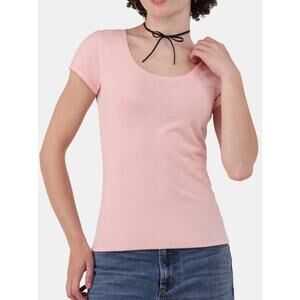 NWT NO BO No Boundaries Coral Whisper Basic Scoop Neck Short Sleeve Top Size 2XL